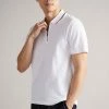 Ted Baker Mens White Buer Short Sleeve Textured Zip Polo Shirt -Tedbaker Sales 2024 unnamed file 4108