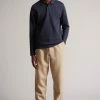 Ted Baker Baddow Navy Blue Long Sleeve Heavy Twill Jersey Polo Shirt -Tedbaker Sales 2024 unnamed file 4120