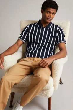 Ted Baker Kimbell Navy Blue Short Sleeve Striped Polo Shirt -Tedbaker Sales 2024 unnamed file 4157