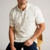 Ted Baker Tyssen Ecru Cream Short Sleeve Flower Jacquard Polo Shirt -Tedbaker Sales 2024 unnamed file 4164