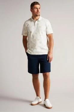 Ted Baker Tyssen Ecru Cream Short Sleeve Flower Jacquard Polo Shirt -Tedbaker Sales 2024 unnamed file 4167