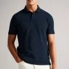 Ted Baker Tyssen Navy Blue Short Sleeve Flower Jacquard Polo Shirt -Tedbaker Sales 2024 unnamed file 4176