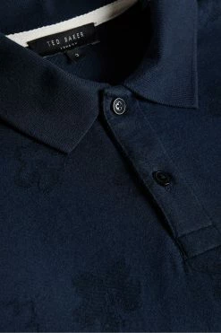 Ted Baker Tyssen Navy Blue Short Sleeve Flower Jacquard Polo Shirt -Tedbaker Sales 2024 unnamed file 4180