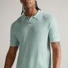 Ted Baker Blue Pitfeld Knitted Stitch Polo Shirt -Tedbaker Sales 2024 unnamed file 4195