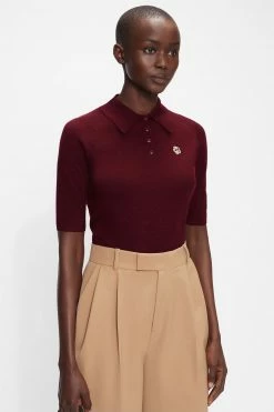 Ted Baker Womens Maroon Ameliya Merino Edit Polo Shirt