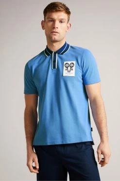 Ted Baker Regent Blue Ss Piqué Polo Shirt