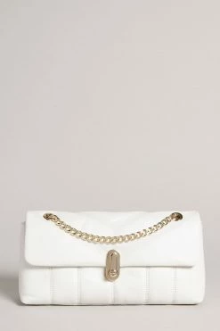 Ted Baker Cream Ayahli Leather Puffer Quilted Shoulder Bag