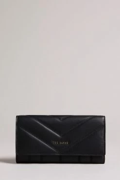 Ted Baker Large Black Leather Puffer Matinee Purse