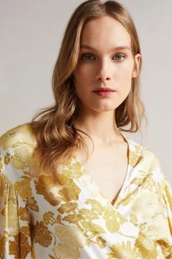 Ted Baker Yellow Adissa Wrap Top With Blouson Full Sleeve -Tedbaker Sales 2024 unnamed file 4479