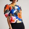 Ted Baker Black Puff Sleeve Top With Seam Detailing -Tedbaker Sales 2024 unnamed file 4482