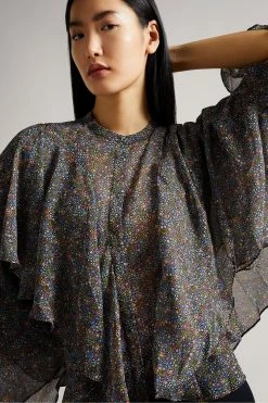 Ted Baker Black Printed Ruffle Blouse -Tedbaker Sales 2024 unnamed file 4503