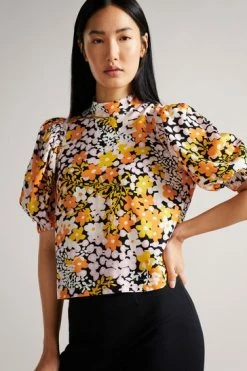 Ted Baker Ivoyne Black Puff Sleeve Boxy Top -Tedbaker Sales 2024 unnamed file 4516
