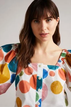 Ted Baker Nelda White Puff Sleeve Cropped Top -Tedbaker Sales 2024 unnamed file 4521