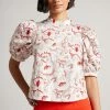Ted Baker Pink Puff Sleeve Top With Seam Detailing -Tedbaker Sales 2024 unnamed file 4524