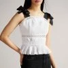 Ted Baker Pietri White Lace Insert Peplum Top With Grosgrain Straps -Tedbaker Sales 2024 unnamed file 4541