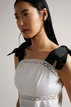 Ted Baker Pietri White Lace Insert Peplum Top With Grosgrain Straps -Tedbaker Sales 2024 unnamed file 4544