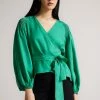 Ted Baker Green Tavia Mid Smock Shoulder Wrap Top -Tedbaker Sales 2024 unnamed file 4547