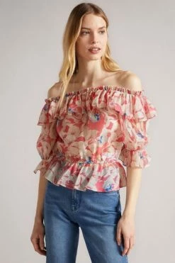 Ted Baker Harina Pink Elasticated Waist Off The Shoulder Top -Tedbaker Sales 2024 unnamed file 4570