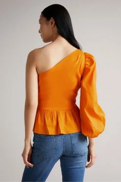 Ted Baker Orange Lera One Shoulder Top With Tie Waist -Tedbaker Sales 2024 unnamed file 4574