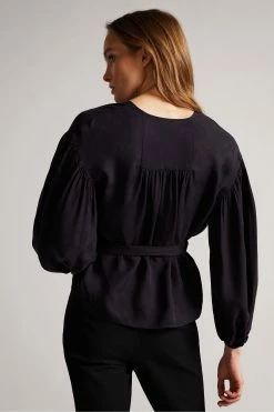 Ted Baker Navy Blue Ralda Wrap Top With Blouson Full Sleeve -Tedbaker Sales 2024 unnamed file 4589