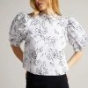 Ted Baker White Luulah Puff Sleeve Tie Back Top -Tedbaker Sales 2024 unnamed file 4605
