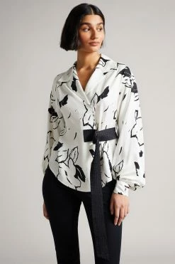 Ted Baker Eddith White Integral Wrap Detail Top With Belt