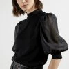 Ted Baker Black Micaeli Organza Volume Sleeve Top -Tedbaker Sales 2024 unnamed file 4617