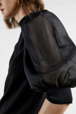 Ted Baker Black Micaeli Organza Volume Sleeve Top -Tedbaker Sales 2024 unnamed file 4620