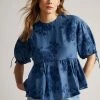 Ted Baker Kaarin Blue Exaggerated Puff Sleeve Top -Tedbaker Sales 2024 unnamed file 4628