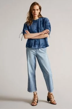 Ted Baker Kaarin Blue Exaggerated Puff Sleeve Top -Tedbaker Sales 2024 unnamed file 4630