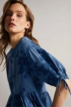 Ted Baker Kaarin Blue Exaggerated Puff Sleeve Top -Tedbaker Sales 2024 unnamed file 4631