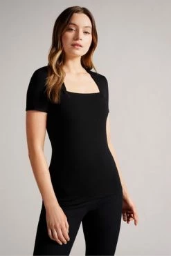 Ted Baker Gerbela Black Square Neck Short Sleeve Top -Tedbaker Sales 2024 unnamed file 4639