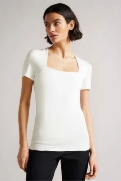 Ted Baker Gerbela White Square Neck Short Sleeve Top -Tedbaker Sales 2024 unnamed file 4645