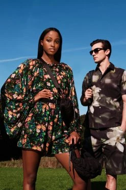 Ted Baker Verine Black Playsuit With Exaggerated Blouson Sleeve