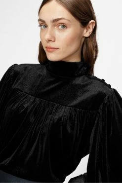 Ted Baker Black Ozma Velvet With Yoke Detail Blouse -Tedbaker Sales 2024 unnamed file 4656