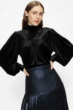 Ted Baker Black Ozma Velvet With Yoke Detail Blouse -Tedbaker Sales 2024 unnamed file 4658