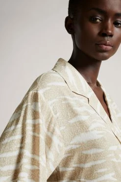 Ted Baker Brown Yellow Faux Wrap Front Top With D-Rings -Tedbaker Sales 2024 unnamed file 4661