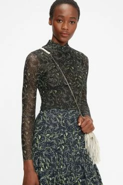 Ted Baker Black Teeana Mesh Cross Neck Top