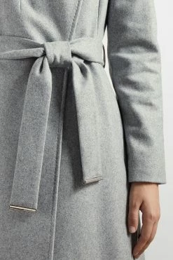 Ted Baker Grey Mid Length Wool Wrap Coat -Tedbaker Sales 2024 unnamed file 4748