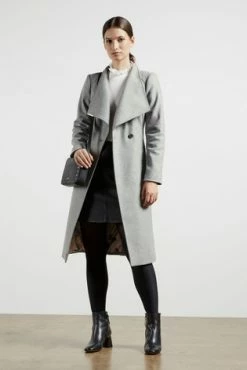 Ted Baker Grey Mid Length Wool Wrap Coat -Tedbaker Sales 2024 unnamed file 4749