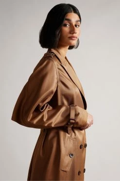 Ted Baker Fabri Brown Flood Length Fluid Drapey Trench Coat -Tedbaker Sales 2024 unnamed file 4761