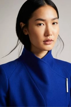 Ted Baker Blue Rose Midi Wool Wrap Coat With Shoulder Panels -Tedbaker Sales 2024 unnamed file 4774