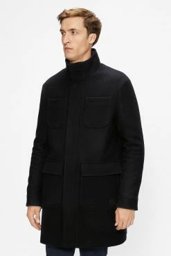 Ted Baker Blue Traks Funnel Neck Coat With Pockets