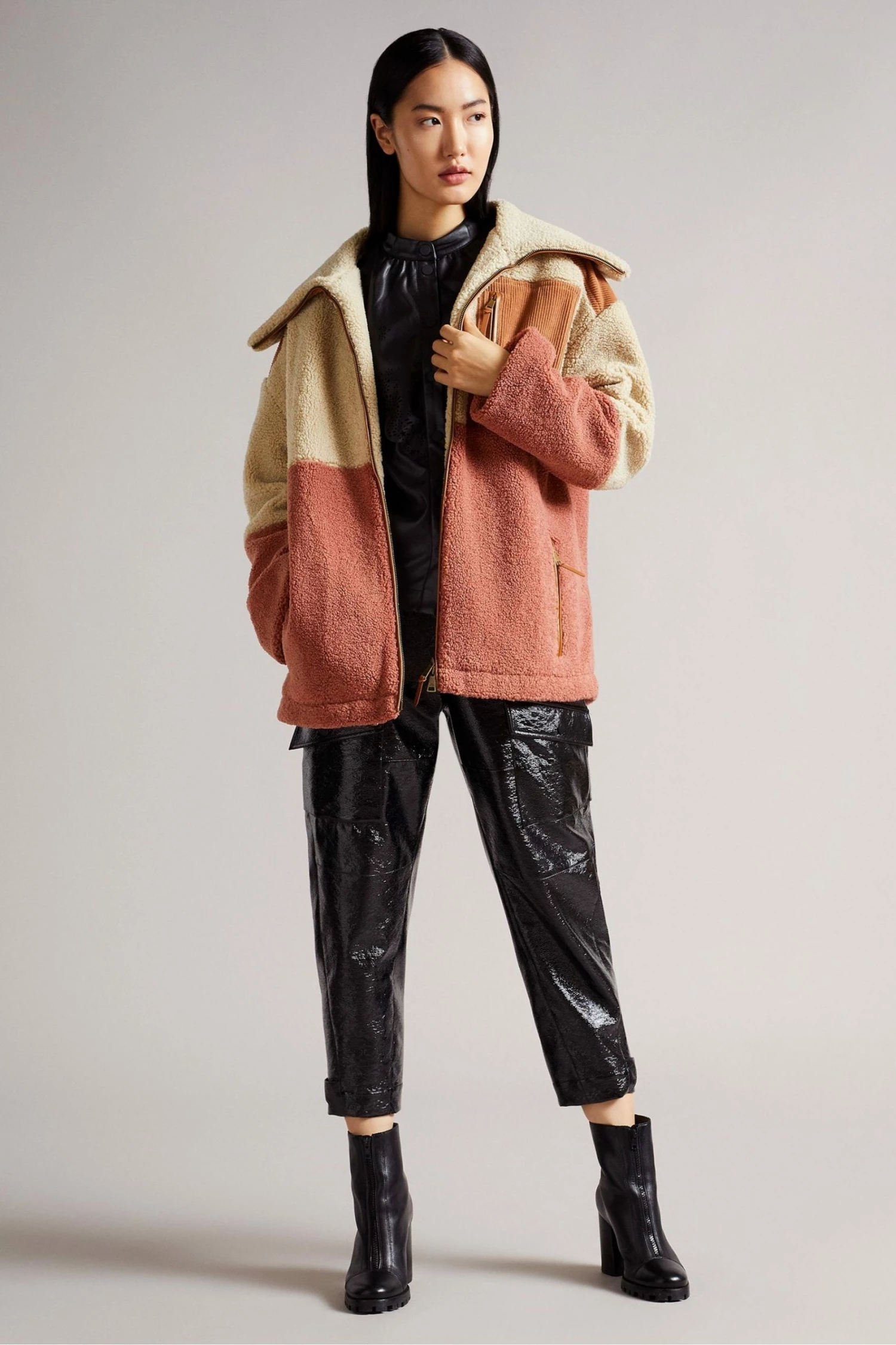 Ted Baker Cream/Pink Colourblock Borj Coat 5 Ted Baker Cream/Pink Colourblock Borj Coat - Image 3