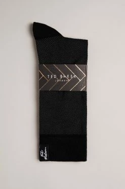 Ted Baker Grey Tedtext Semi Plain Socks