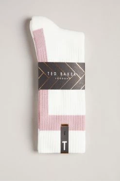 Ted Baker Teesok White T Placement Socks