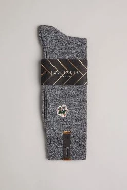 Ted Baker Boelow Grey Flower Embroidery Socks