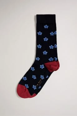 Ted Baker Navy Blue Geometric Flower Pattern Socks -Tedbaker Sales 2024 unnamed file 5117