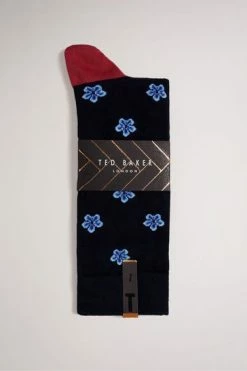 Ted Baker Navy Blue Geometric Flower Pattern Socks -Tedbaker Sales 2024 unnamed file 5119