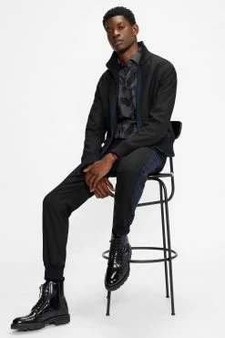 Ted Baker Black Moonn Woven Jogger With Knitted Cuff